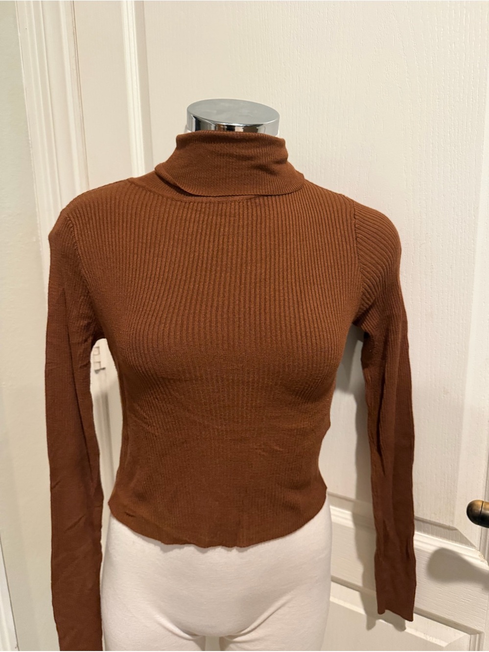 Brave Soul Ribbed Brown Turtleneck Sweater